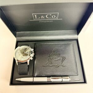 Black Watch, Wallet, and Silver Pen Gift Set